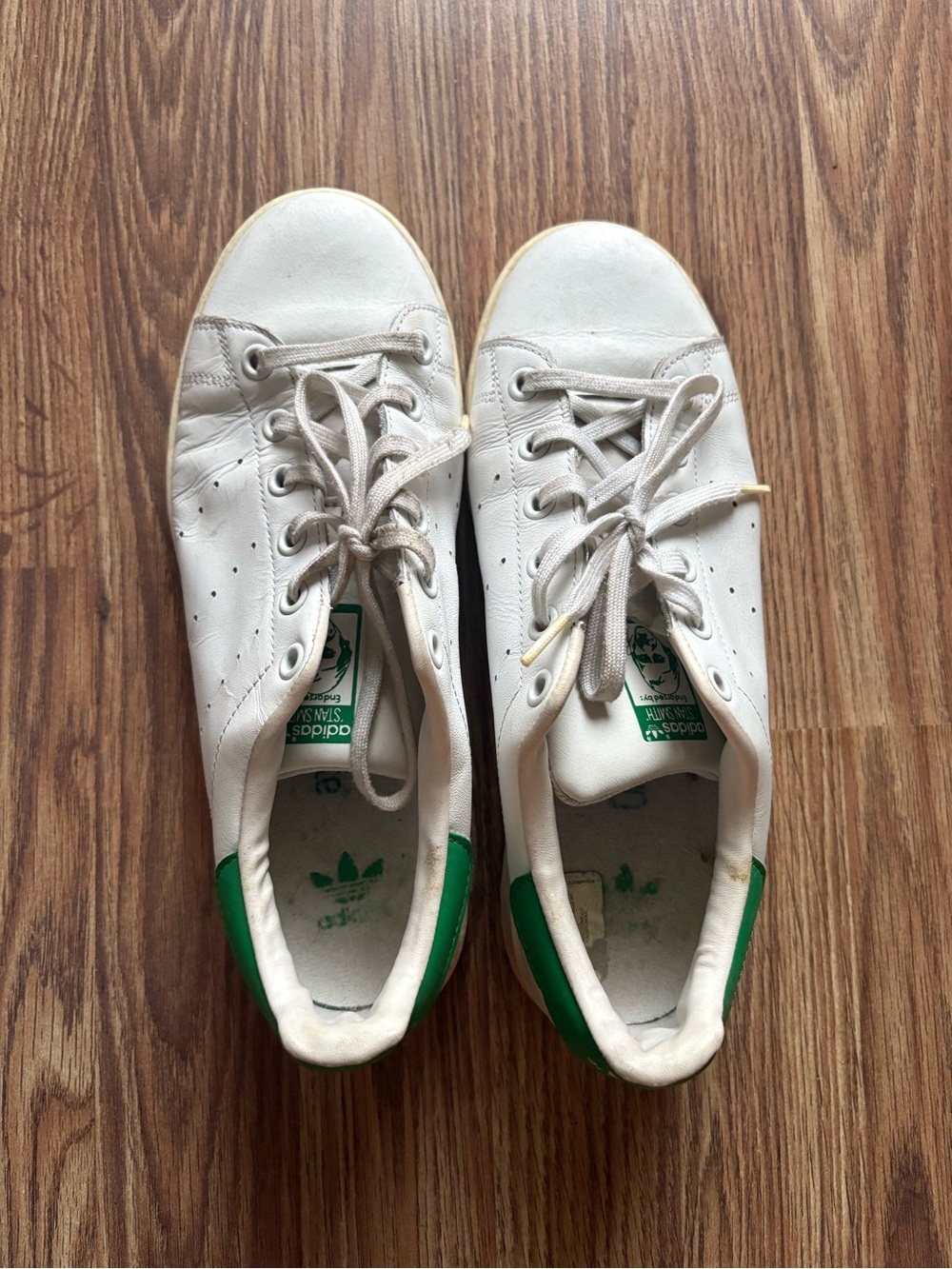 Adidas “Stan smith” White Leather Sneakers with Green Heel Tabs